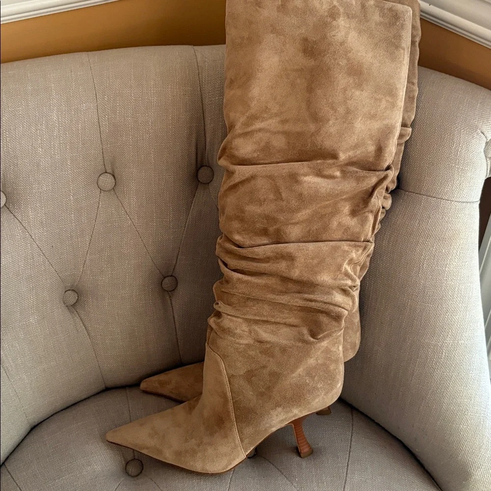 Michael Kors Camel Suede Pointed Toe Boots - Picture 7 of 10